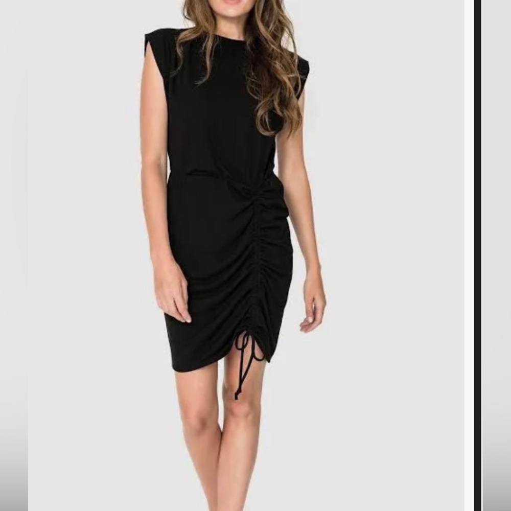 Gibson Look black dress with side adjustable/optional ruching